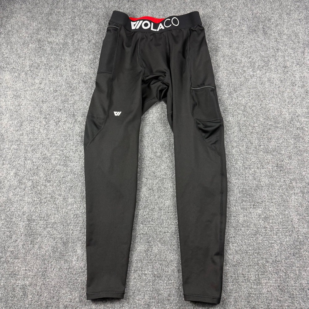 WOLACO Compression Pants Mens Large Black Red Athletic Leggings Gym Training